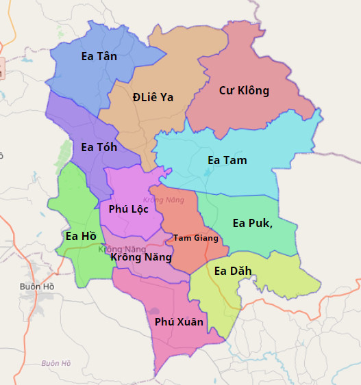 Bản đồ hành chính huyện Krông Năng
