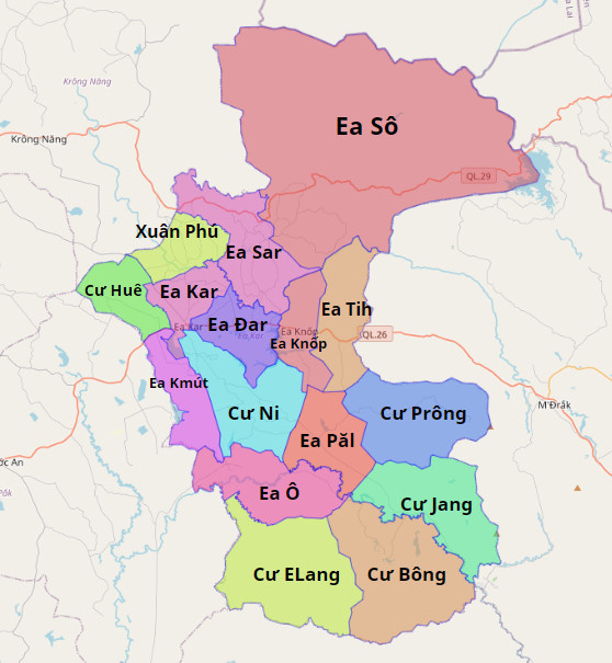 Bản đồ hành chính Ea Kar . huyện