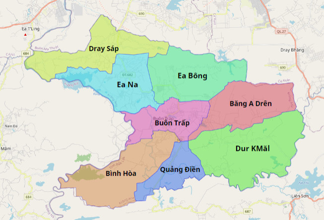 Bản đồ hành chính huyện Krông A Na