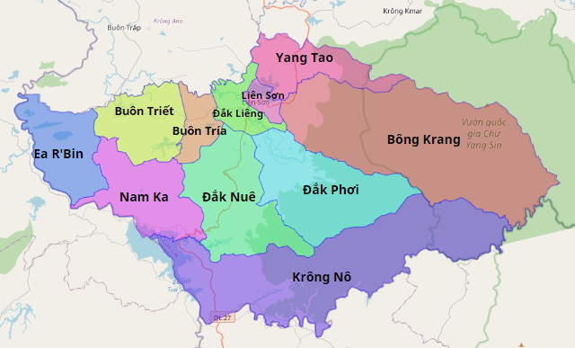 Bản đồ hành chính huyện Lắk