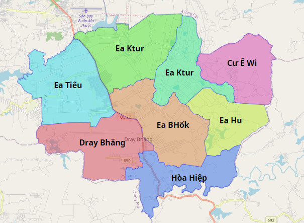 Bản đồ hành chính huyện Cư Kuin