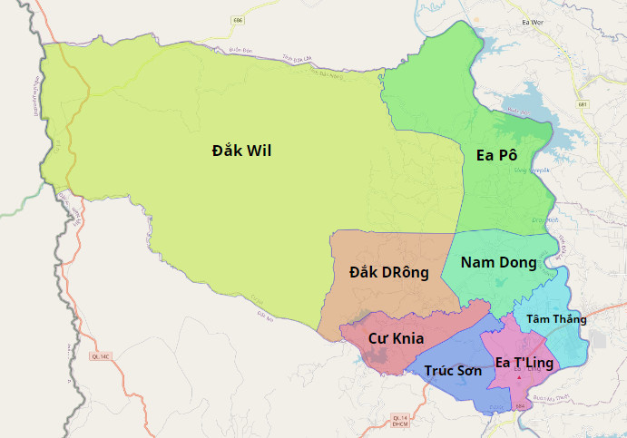 Bản đồ hành chính Cư Jút . huyện
