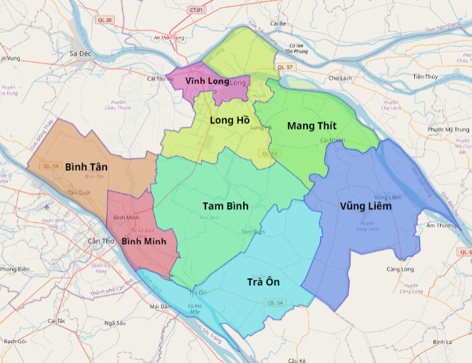 Bản đồ hành chính Tỉnh Vĩnh Long