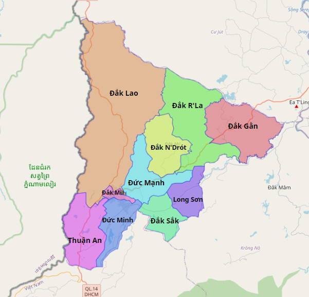 Bản đồ hành chính Đắk Mil . huyện