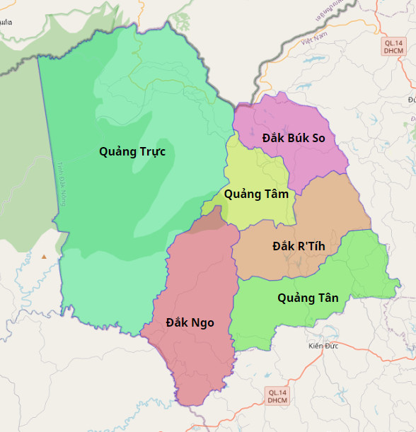Bản đồ hành chính huyện Tuy Đức