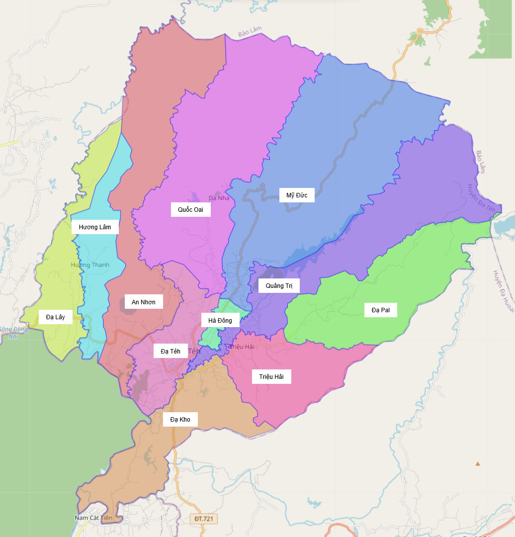 Bản đồ hành chính huyện Đạ Tẻh