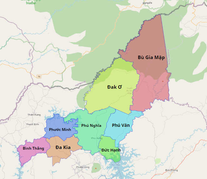 Bản đồ hành chính huyện Bù Cà Mập
