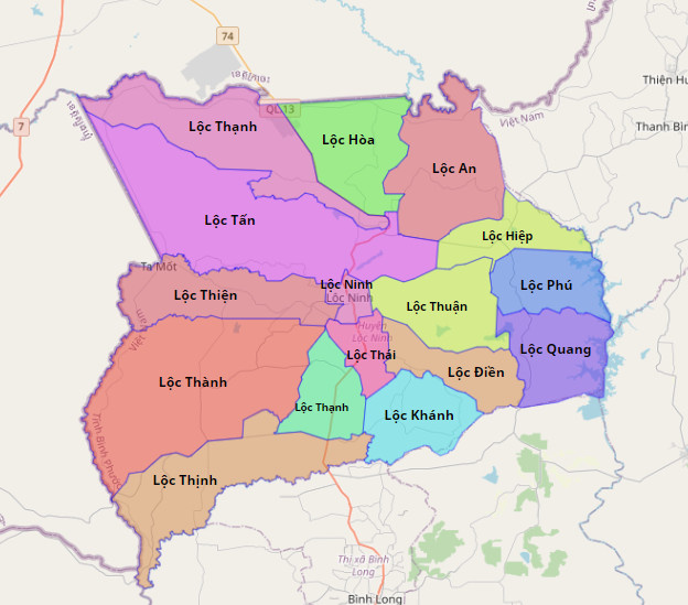 Bản đồ hành chính Huyện Lộc Ninh