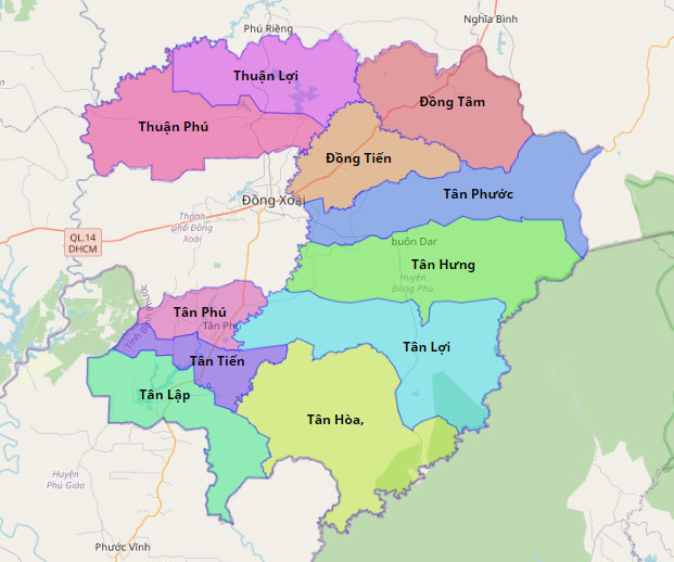Bản đồ hành chính Huyện Đồng Phú 