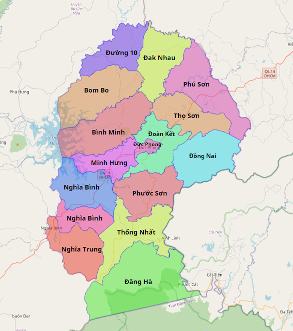Bản đồ hành chính huyện Bù Đăng