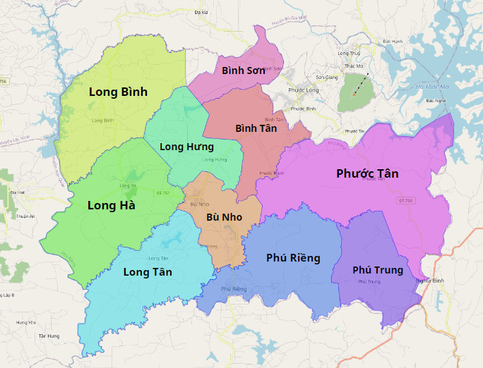 Bản đồ hành chính huyện Phú Riềng