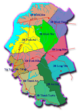 bản đồ hành chính huyện Dầu Tiếng