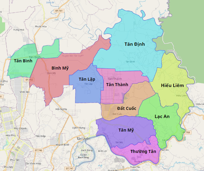 Bản đồ hành chính huyện Bắc Tân Uyên