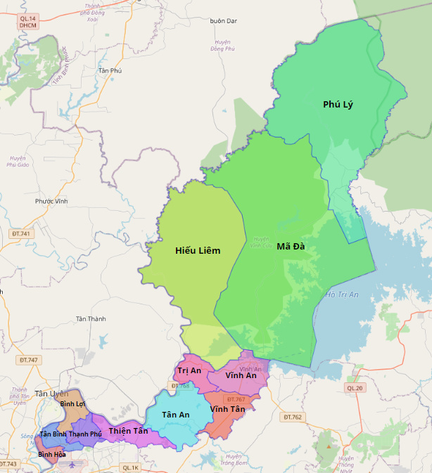 Bản đồ Huyện Vĩnh Cửu, Đồng Nai