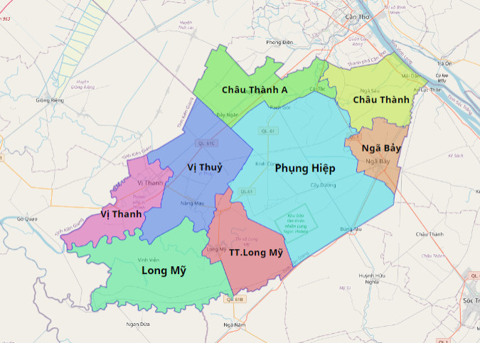 Bản đồ hành chính tỉnh Hậu Giang
