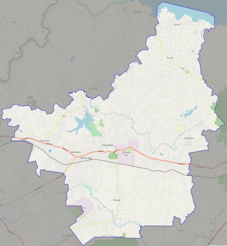 Bản đồ giao thông Trảng Bom . huyện