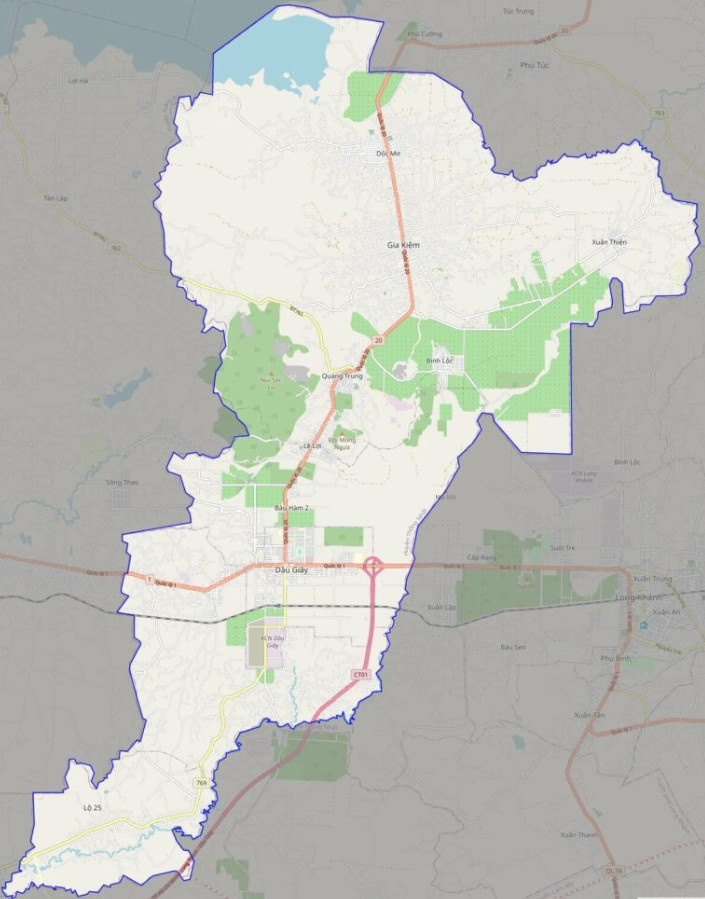 Bản đồ giao thông huyện Thống Nhất