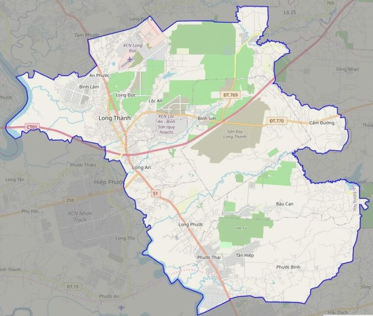 Bản đồ quy hoạch huyện Long Thành