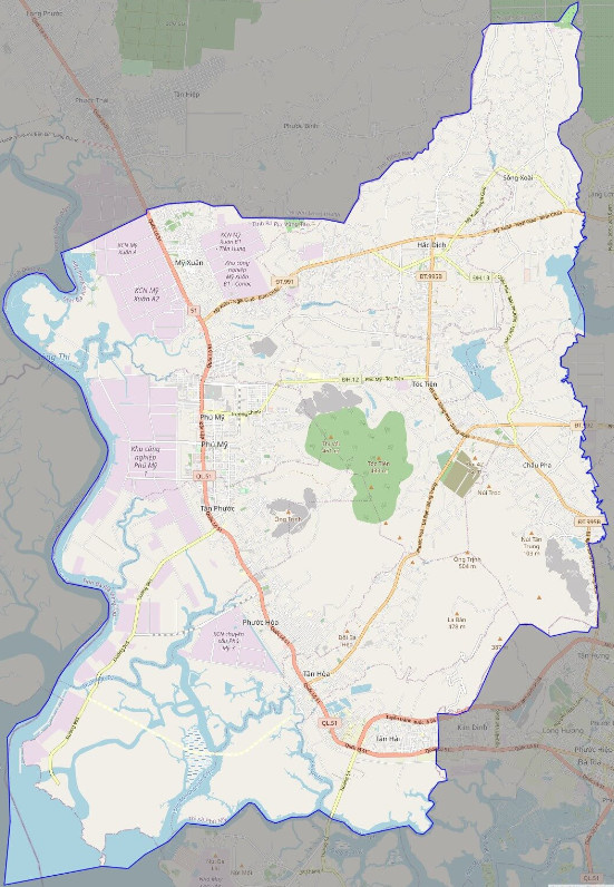 Bản đồ giao thông Thị Xã Phú Mỹ