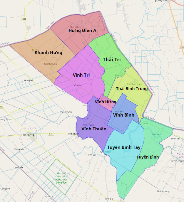 Bản đồ hành chính huyện Vĩnh Hưng
