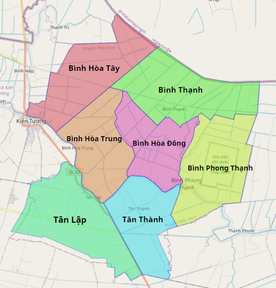 Bản đồ hành chính huyện mộc hóa
