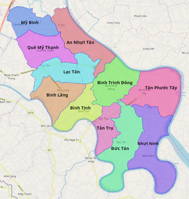 Bản đồ hành chính huyện Tân Trụ