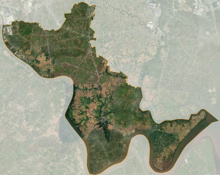 Bản đồ vệ tinh huyện Cần Đước