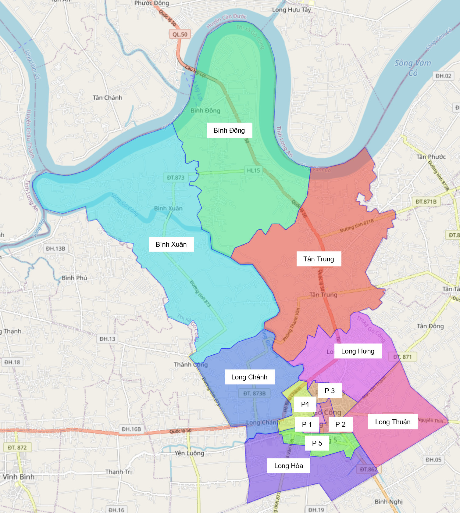 Bản đồ hành chính Thành phố Gò Công