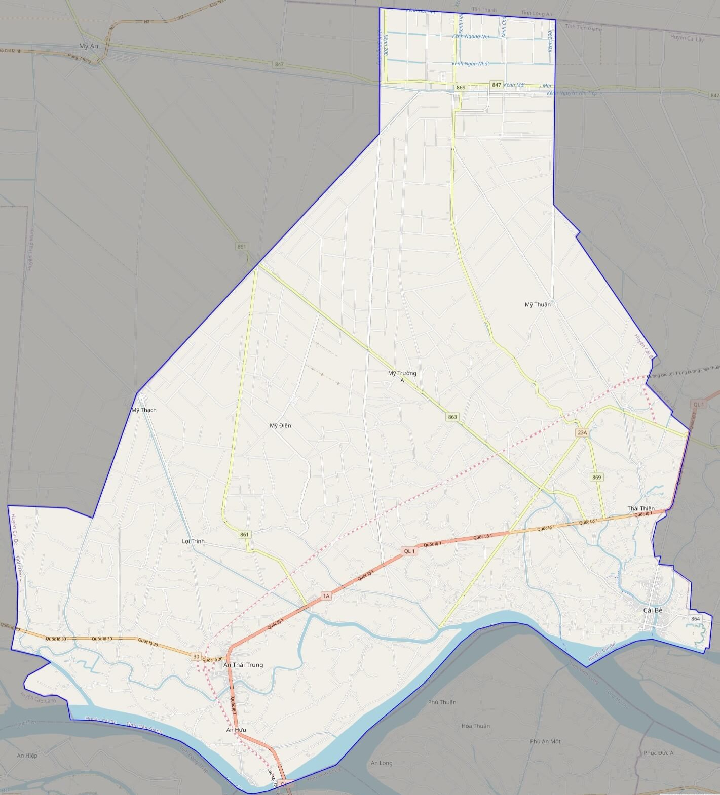 Bản đồ giao thông huyện Cái Bè