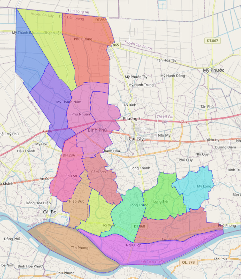 Bản đồ hành chính huyện Cai Lậy