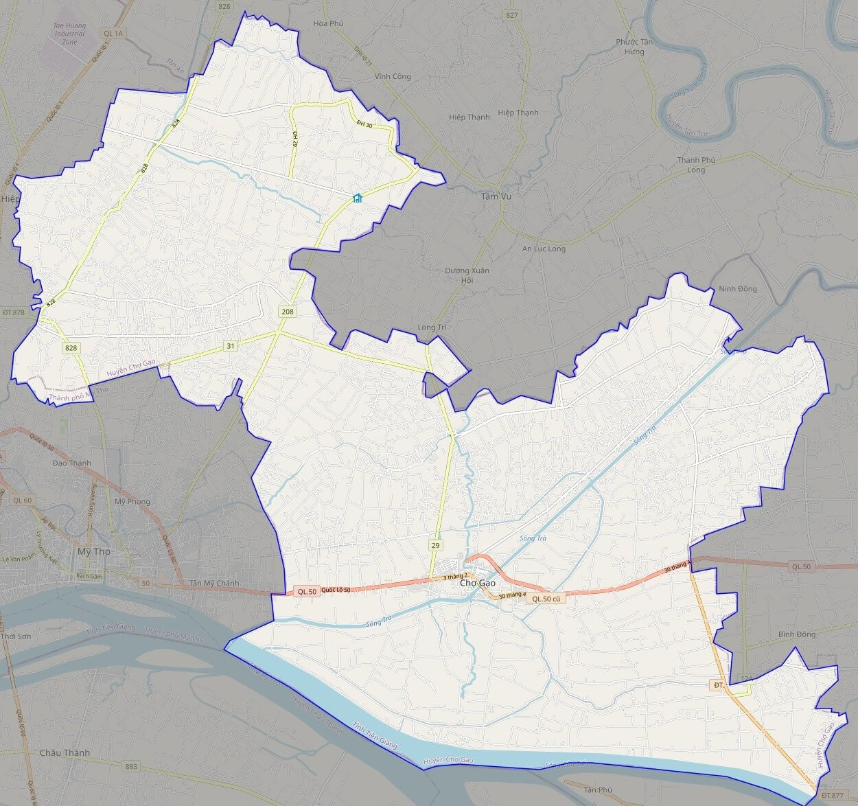 Bản đồ giao thông huyện Chợ Gạo