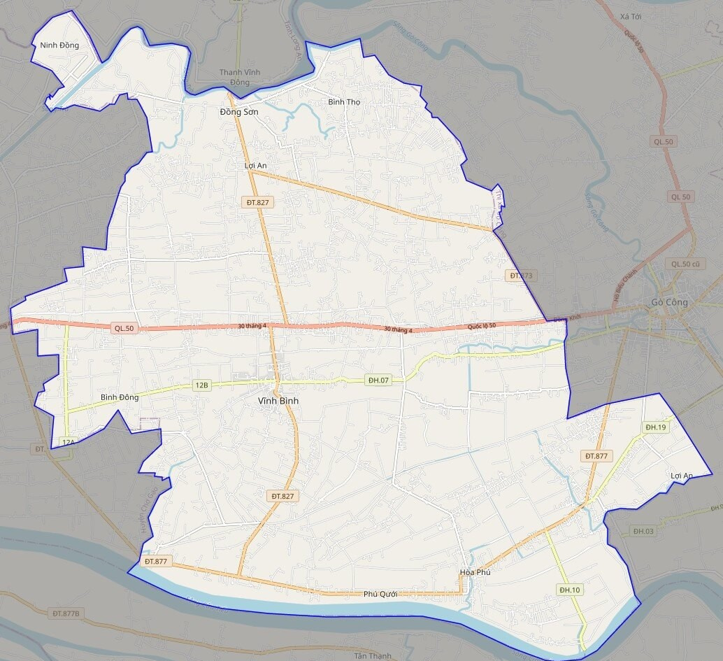 Bản đồ giao thông huyện Gò Công Tây
