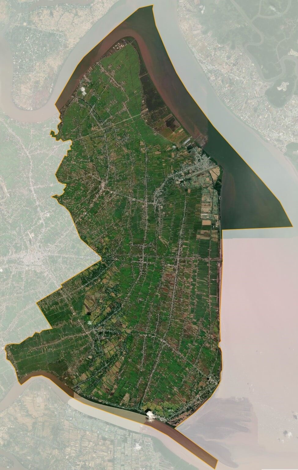 Bản đồ vệ tinh huyện Gò Công Đông