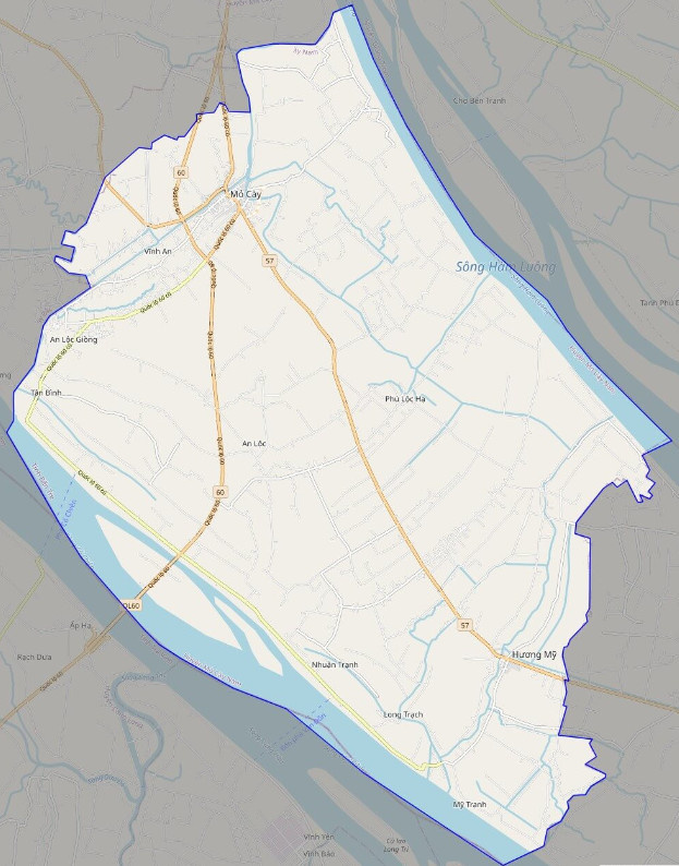 Bản đồ giao thông huyện Mỏ Cày Nam