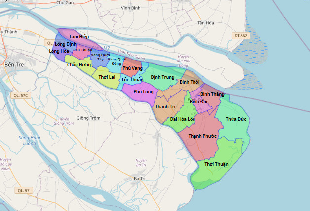 Bản đồ hành chính huyện Bình Đại