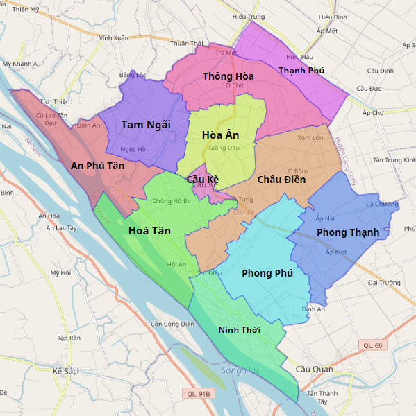  Bản đồ hành chính huyện Cầu Kè
