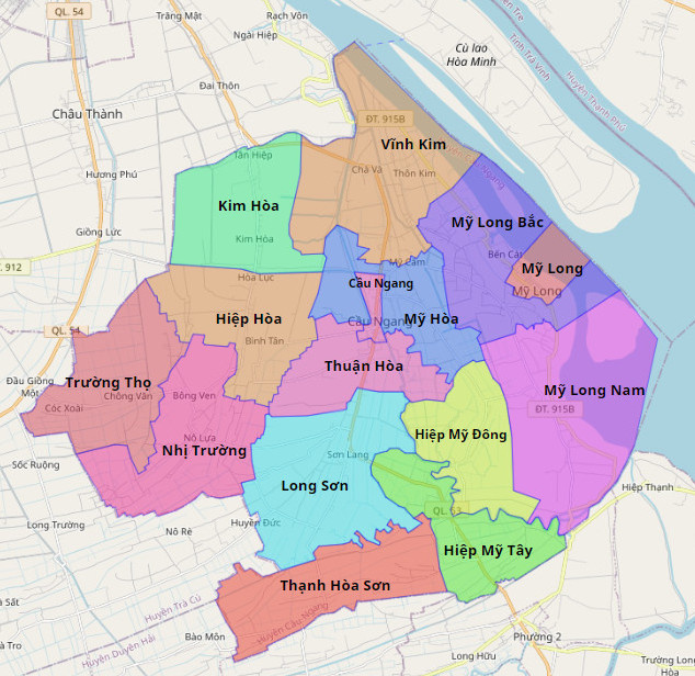 Bản đồ hành chính huyện Cầu Ngang