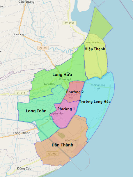 Bản đồ hành chính thị xã Duyên Hải