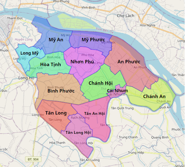 Bản đồ hành chính Mang Thít . huyện