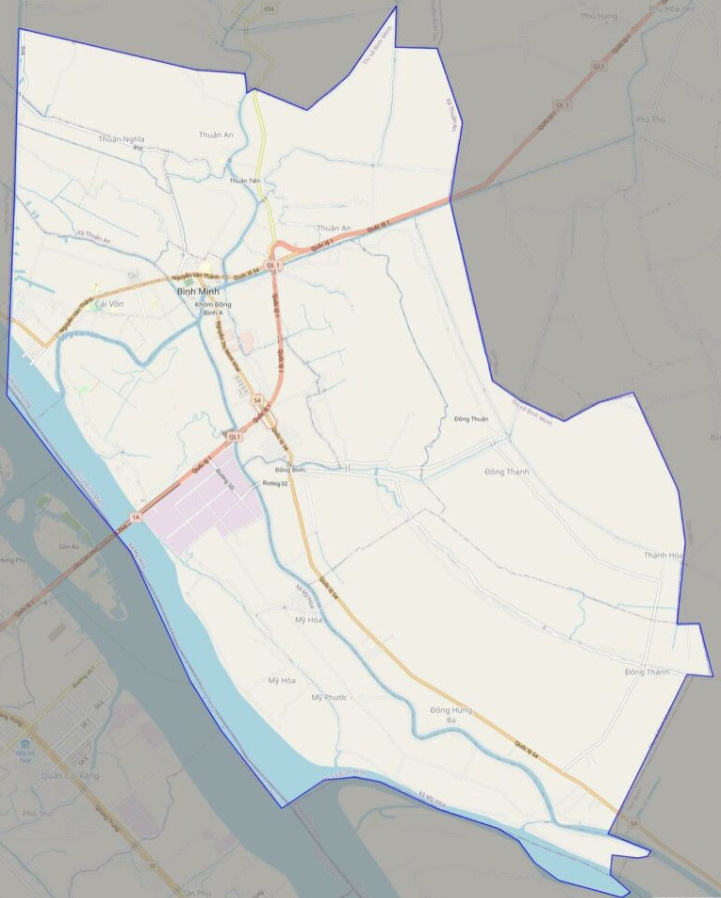 Bản đồ giao thông Thị Xã Bình Minh