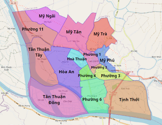 Bản đồ hành chính Thành phố Cao Lãnh