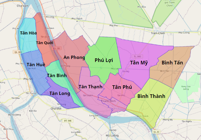 Bản đồ hành chính huyện Thanh Bình