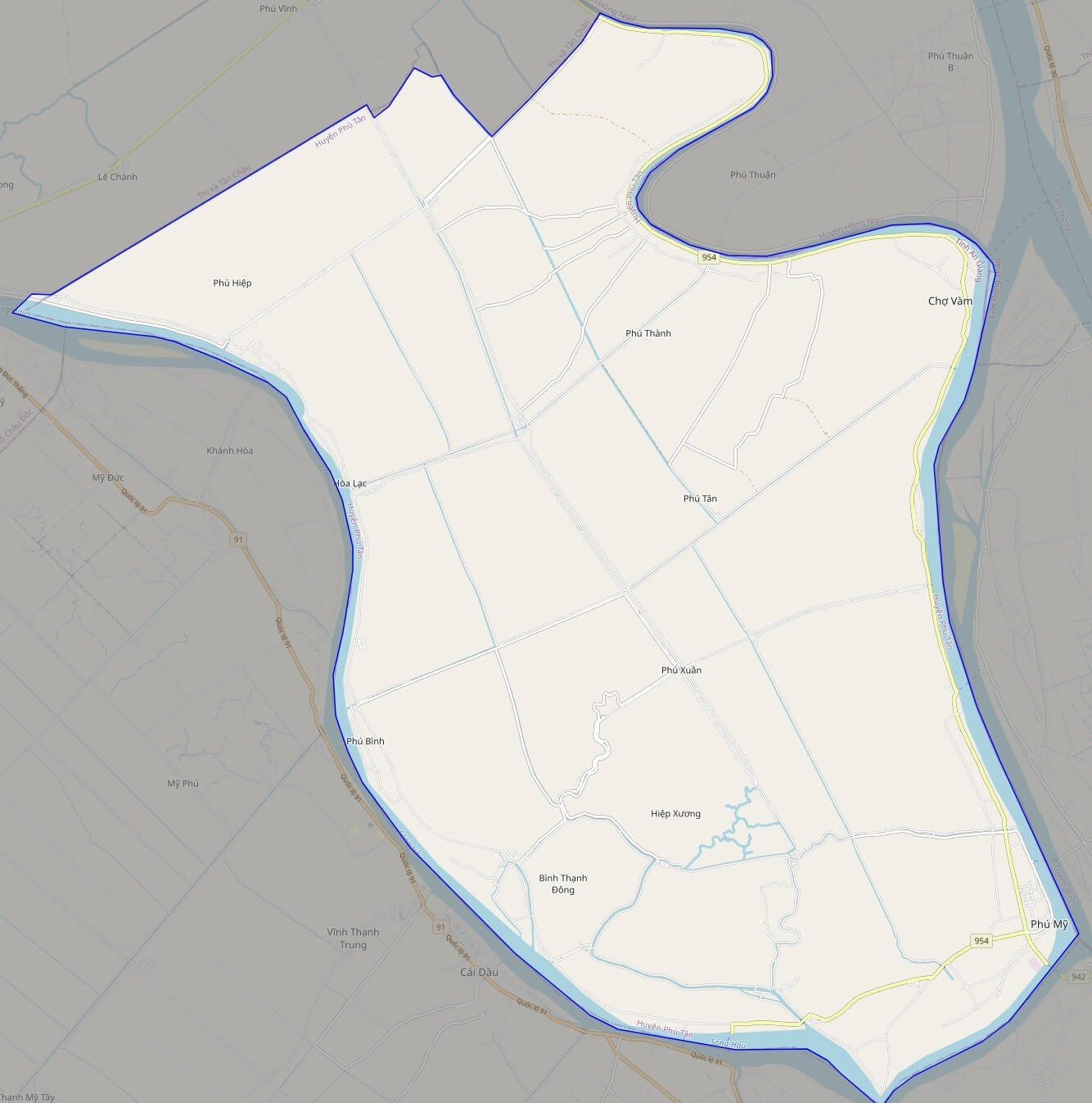 Bản đồ giao thông huyện Phú Tân