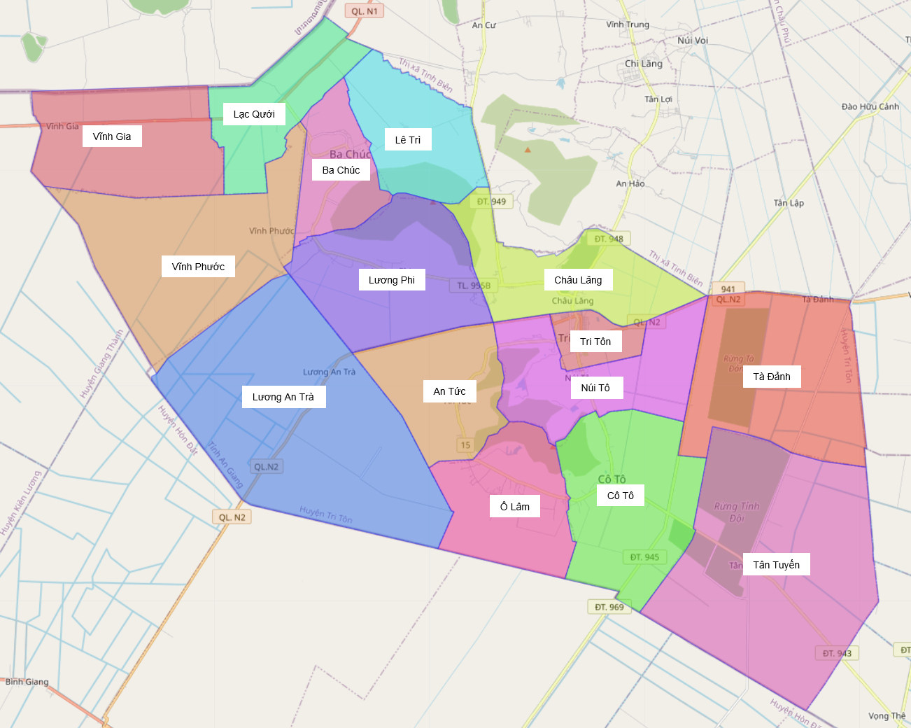 Bản đồ hành chính huyện Tri Tôn