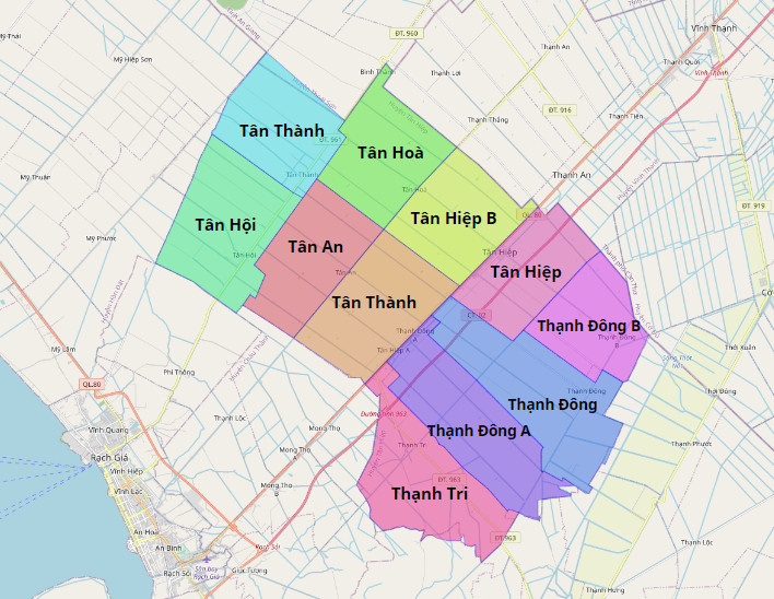 Bản đồ hành chính huyện Tân Hiệp