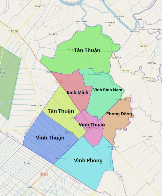 Bản đồ hành chính huyện Vĩnh Thuận