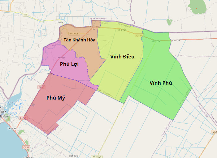 Bản đồ hành chính huyện Giang Thành
