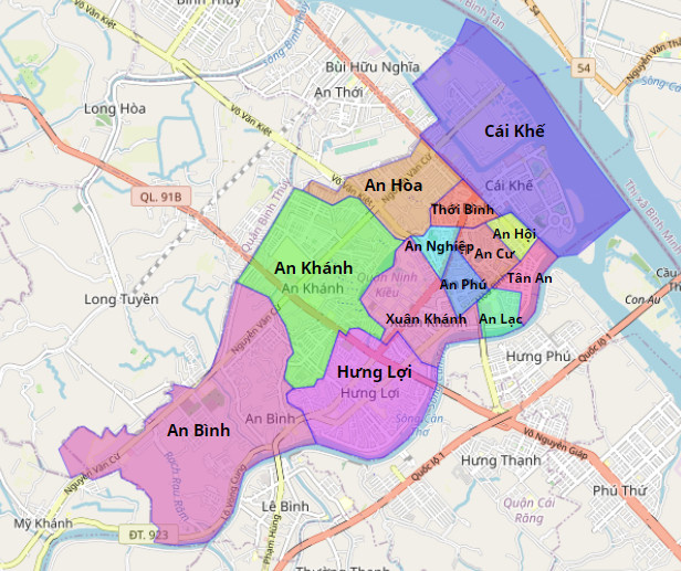 Bản đồ hành chính quận Ninh Kiều
