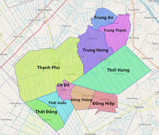 Bản đồ hành chính huyện Cờ Đỏ