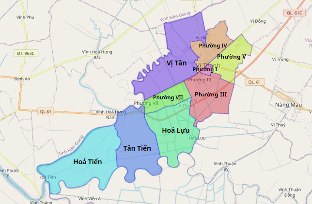 Bản đồ hành chính Thành phố Vị Thanh